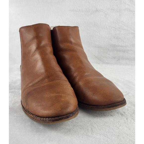 MADEWELL Ainsley Chelsea Leather Shearling Slip On Ankle Boot Brown | Size 10 - Picture 13 of 16